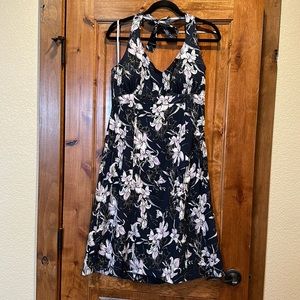 Athleta lightweight navy, white, and lilac floral halter dress!